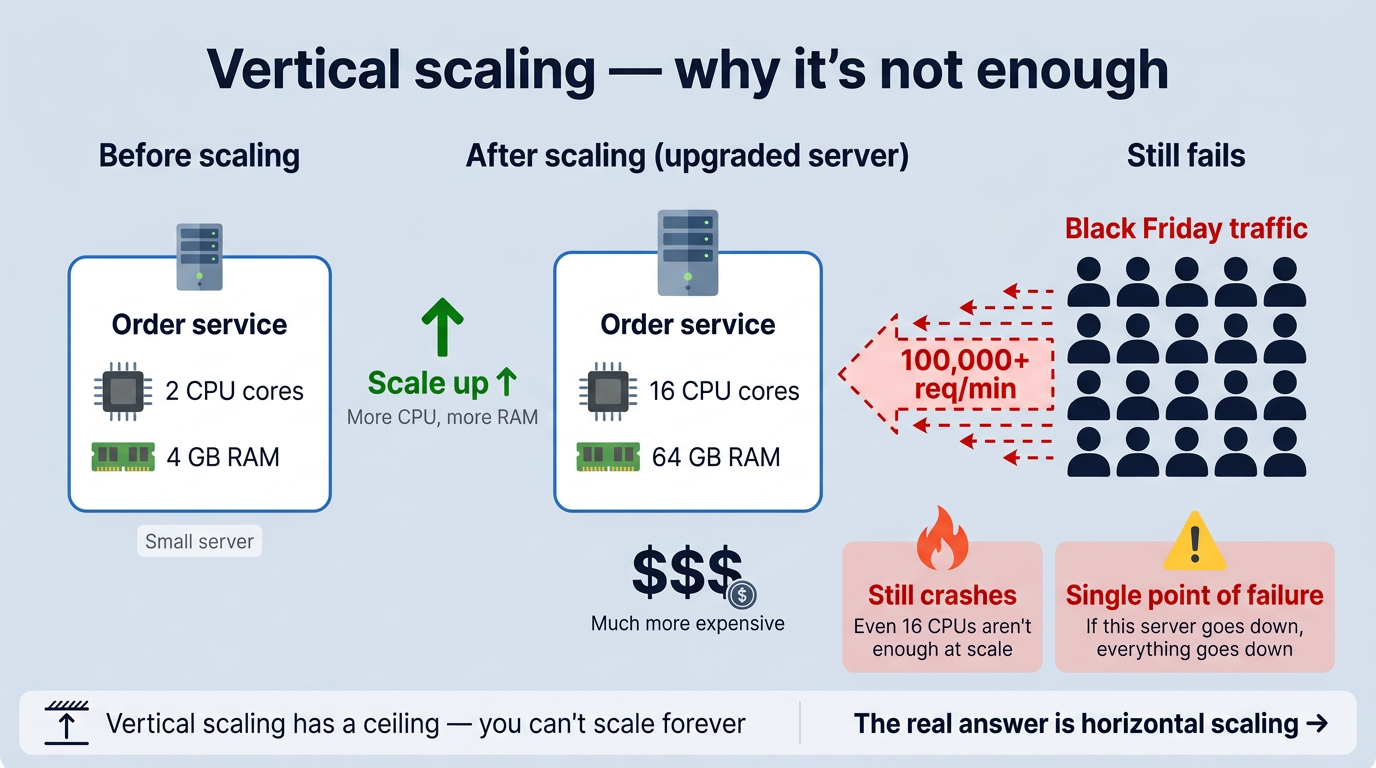 Vertical scaling — still not enough