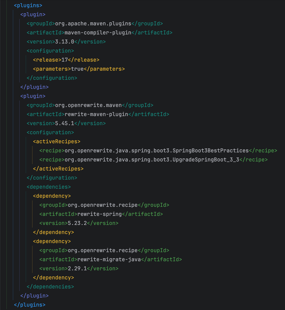 OpenRewrite POM Configuration