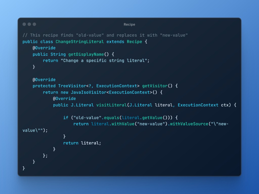 OpenRewrite Recipe Example